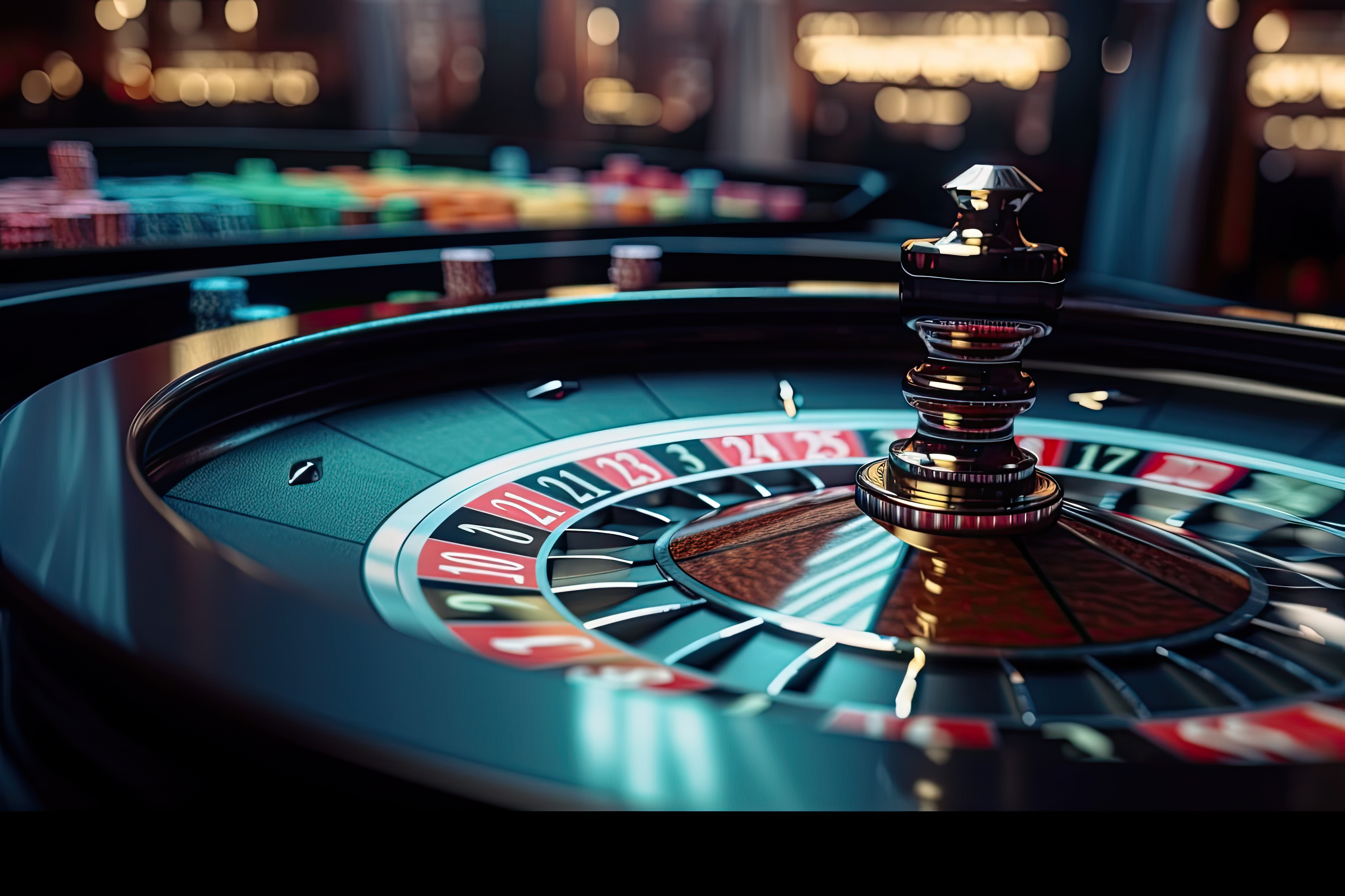 Casino roulette wheel. Close up. Ai generative